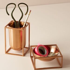 Anthropologie Home Cruz desk collection pencil cup and paper clip tray
